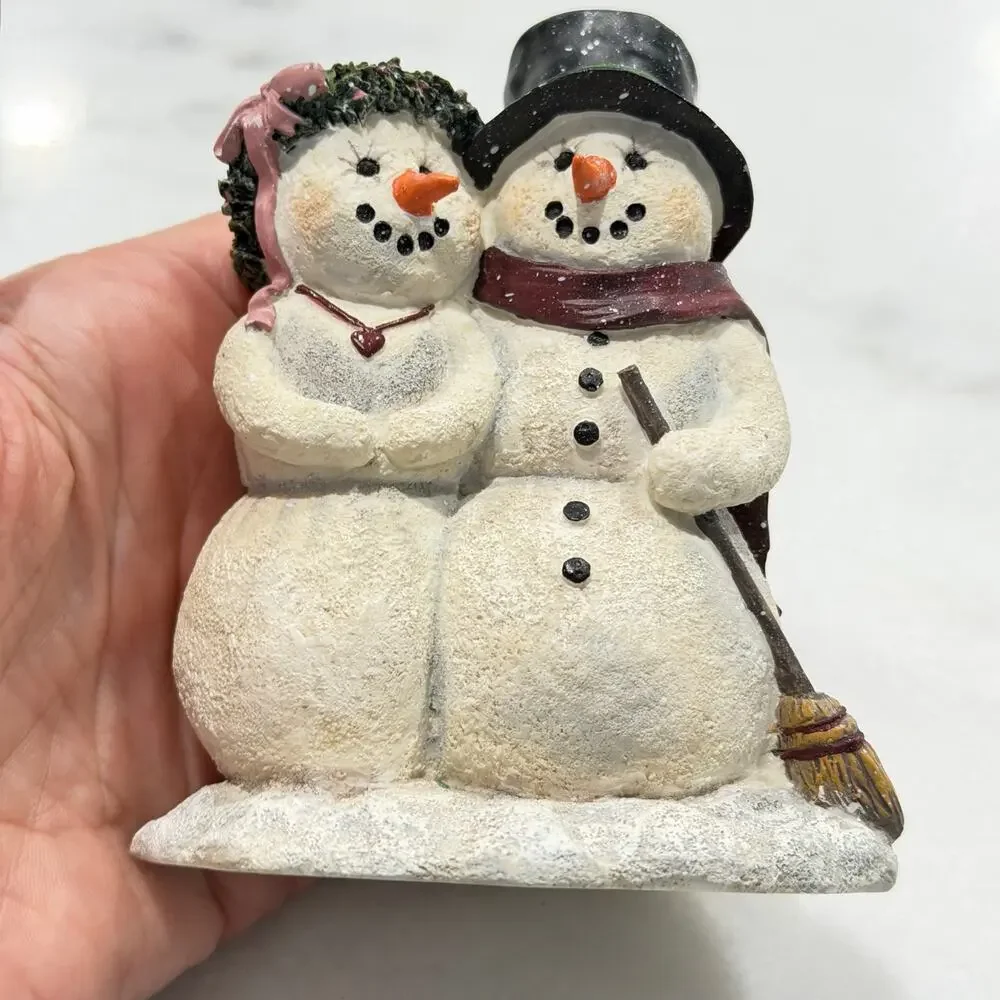 Vintage Snowman Couple Figurine Pat Richter Vintage 2001 PR-405 Holiday Figure